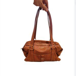 TreVero Brown Soft Leather 2 Handle Shoulder bag with Colorful Spacious Interior